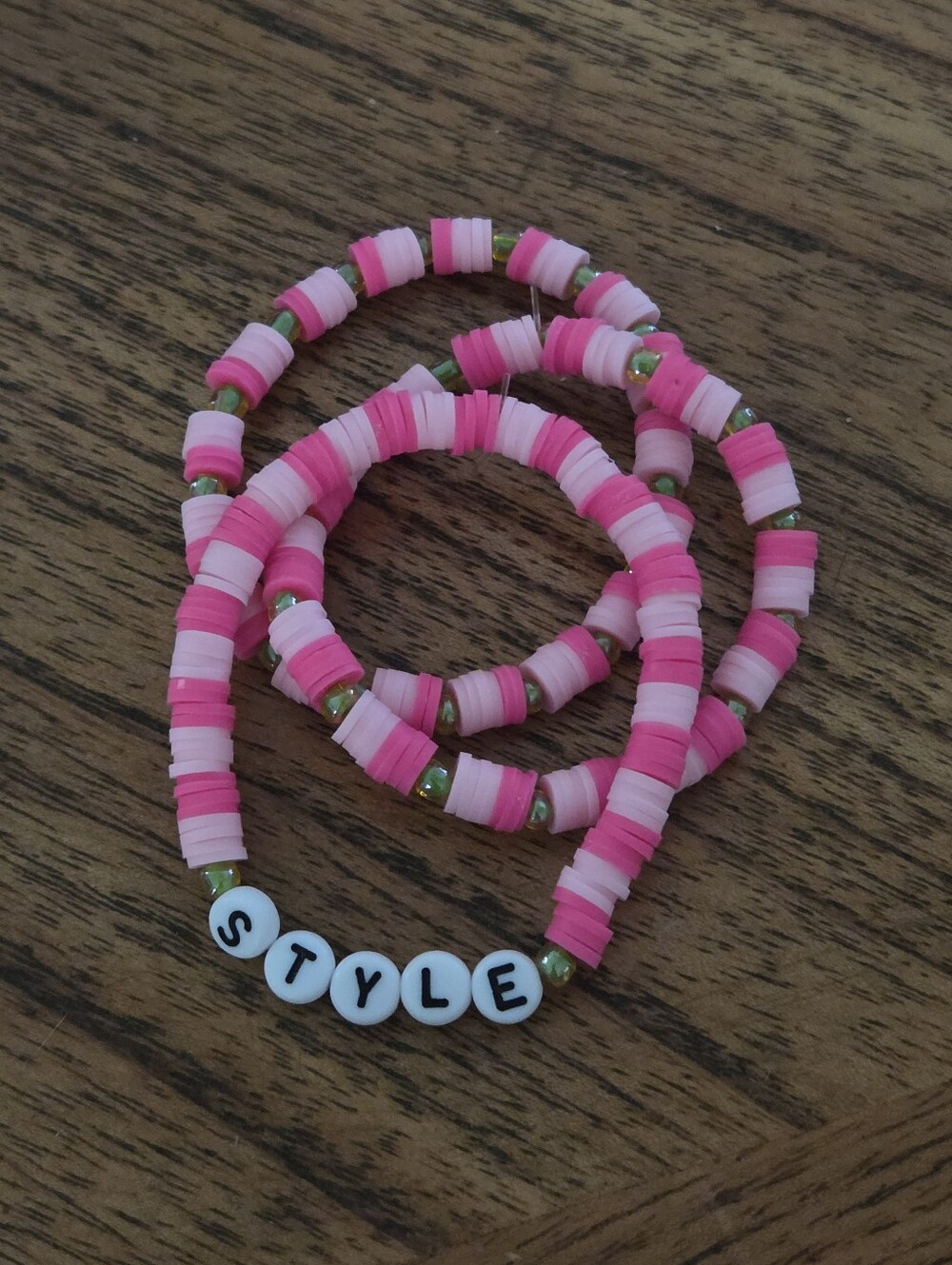 Hand Crafted Pink Two-Tone 'STYLE' Beaded Bracelet